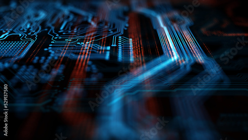 Printed circuit board futuristic server/Technology background of the abstract computer motherboard, can be used in the description of technological processes, science, education. 
