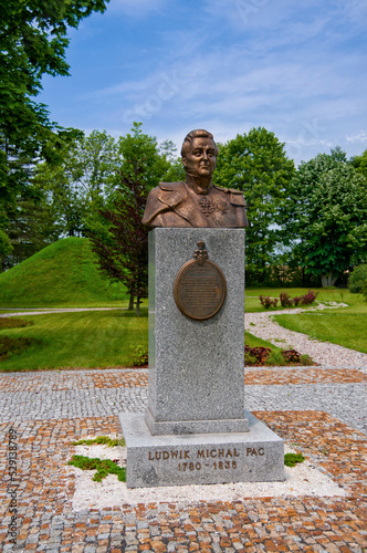Bust of general Ludwik Michal Pac in Dowspuda, settlement in Podlaskie voivodeship. Poland
