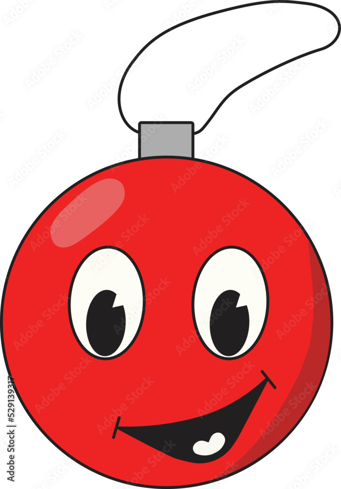 Smiling red Christmas ball. Vector illustration. Smiling red Christmas ball. Vector illustration.