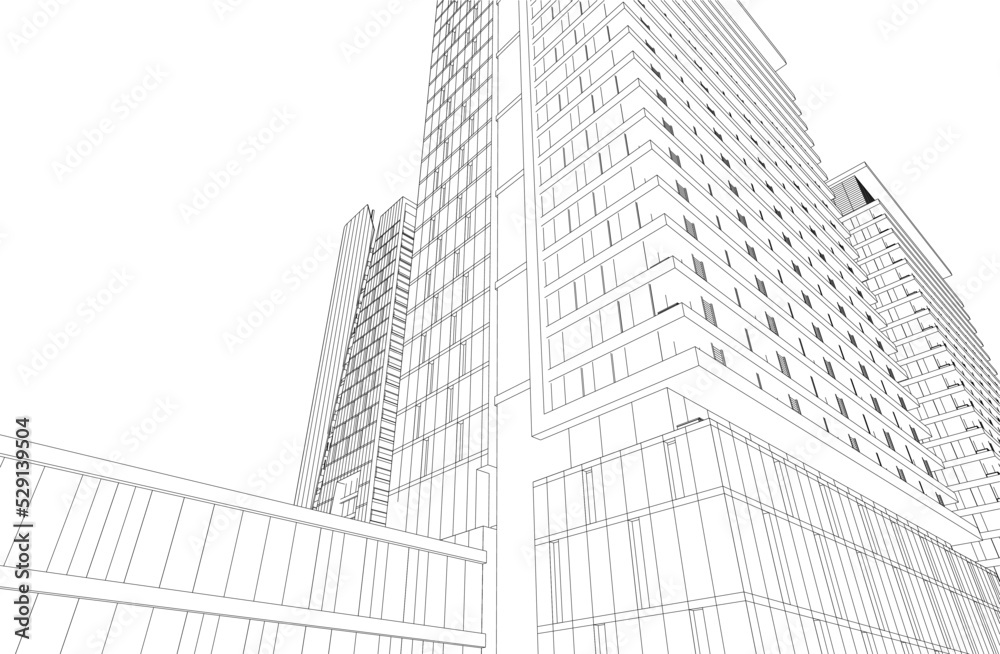 Modern architecture vector 3d illustration