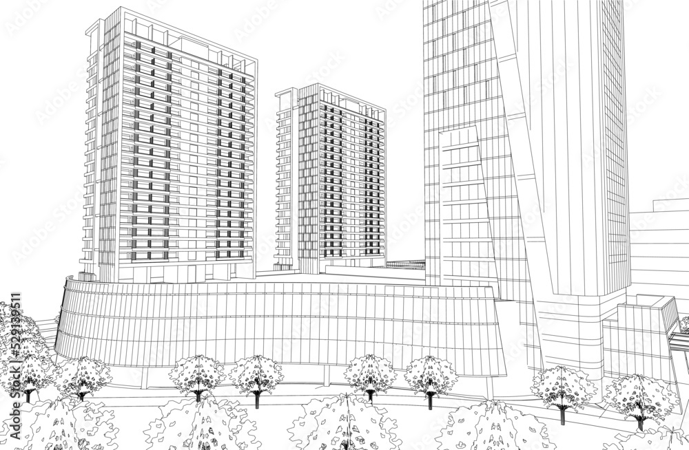 Fototapeta premium Modern architecture vector 3d illustration