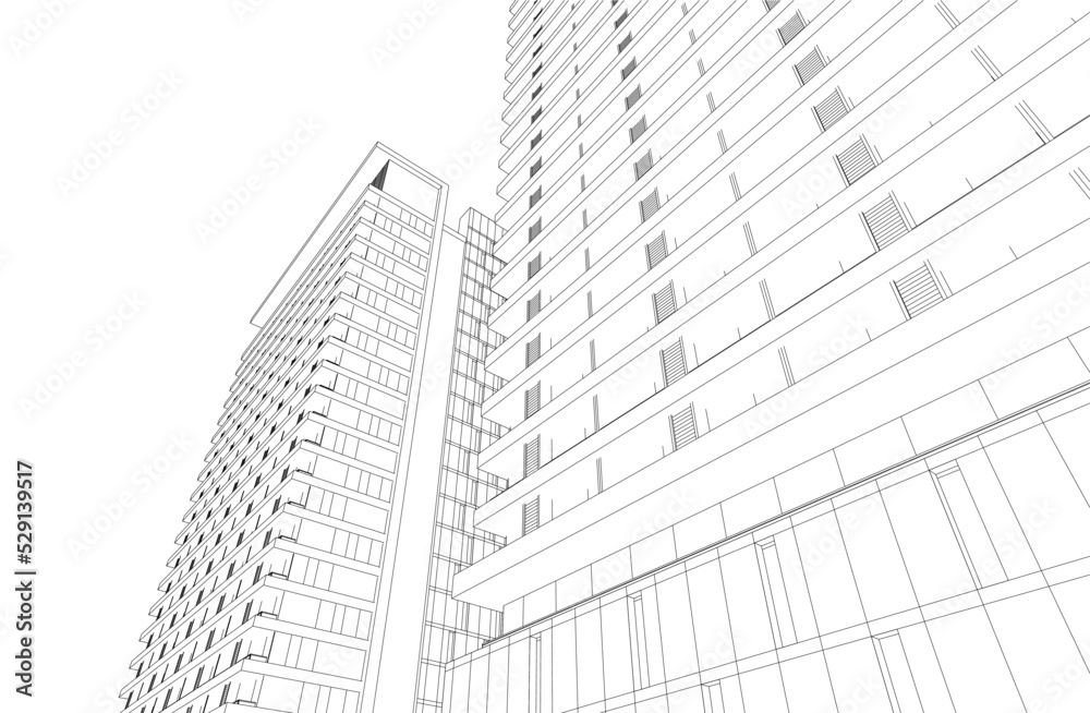 Modern architecture vector 3d illustration Modern architecture vector 3d illustration