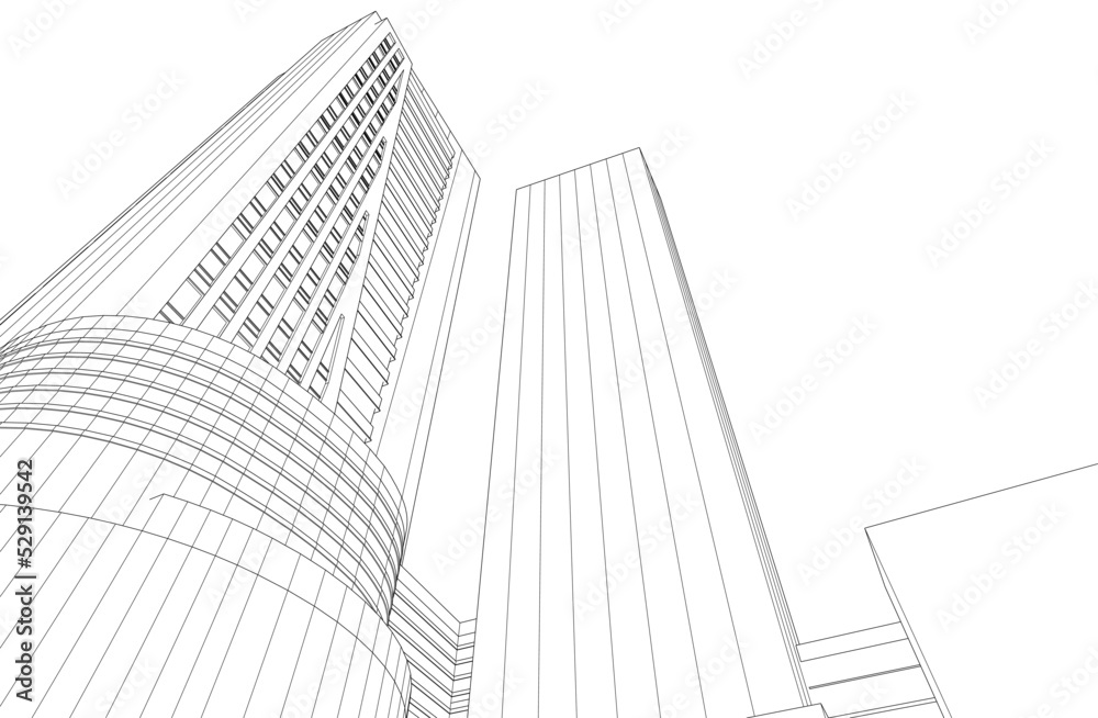 Modern architecture vector 3d illustration