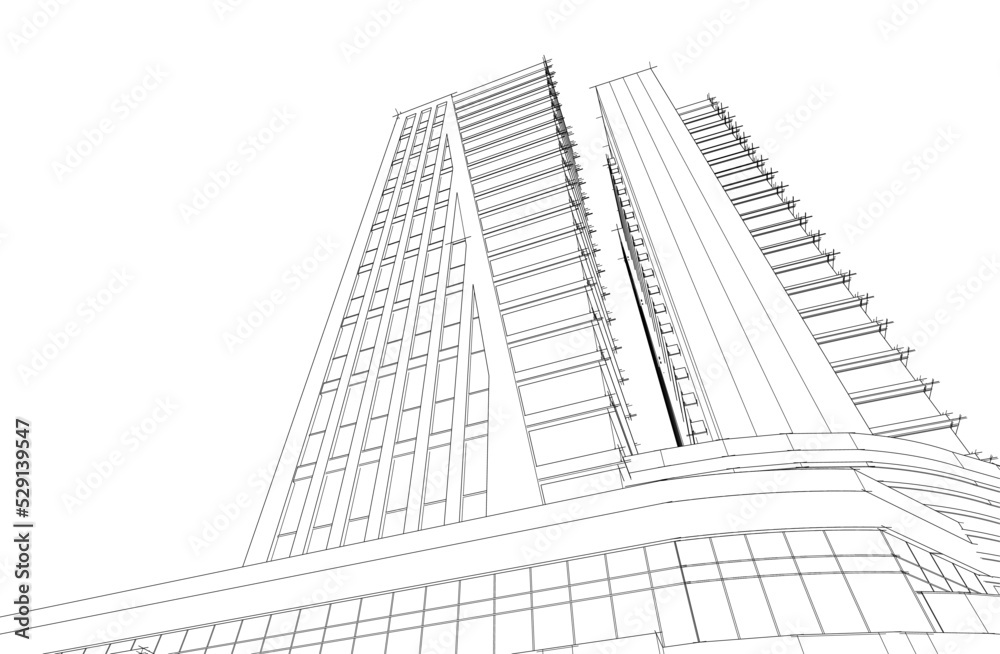 Modern architecture vector 3d illustration Modern architecture vector 3d illustration