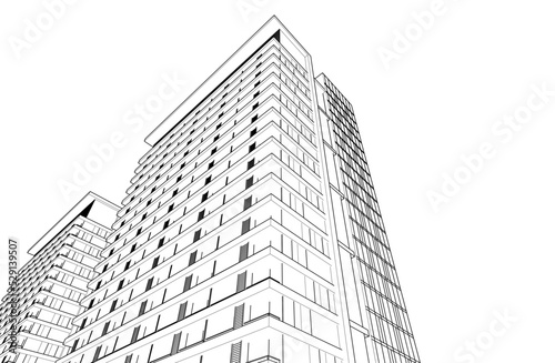 Modern architecture vector 3d illustration