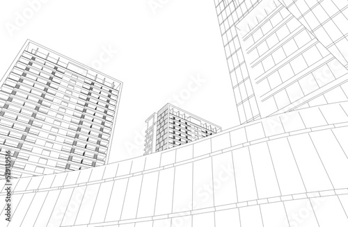 Modern architecture vector 3d illustration