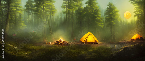 Artistic concept painting of a forest landscape, background illustration.