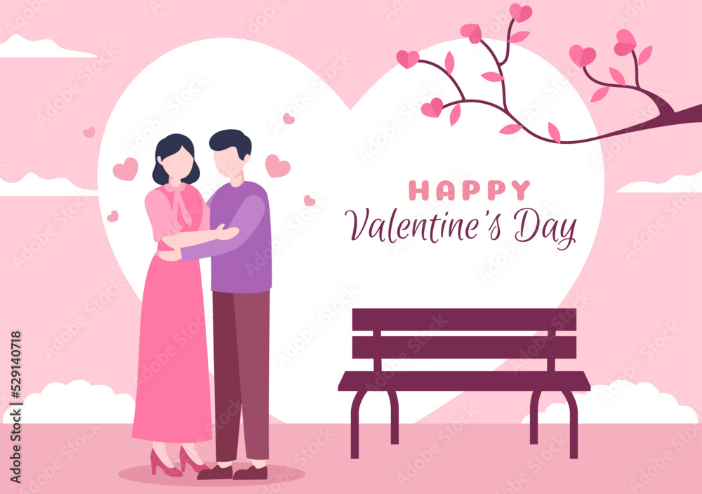 Happy Valentines Day Template Hand Drawn Cartoon Flat Illustration Which is Commemorated on February 17 for Love Greeting Card or Poster Design Happy Valentines Day Template Hand Drawn Cartoon Flat Illustration Which is Commemorated on February 17 for Love Greeting Card or Poster Design