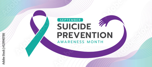 Suicide prevention awareness month - suicide awareness prevention ribbon sign with roll hand care shape vector design