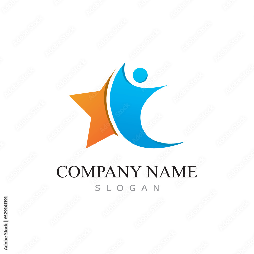 star people logo design with vector illustration template