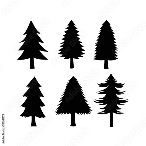 pine tree silhouette vector illustration. Christmas tree sign and symbol.