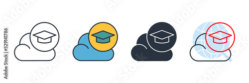 Education cloud icon logo vector illustration. Graduation hat with cloud symbol template for graphic and web design collection