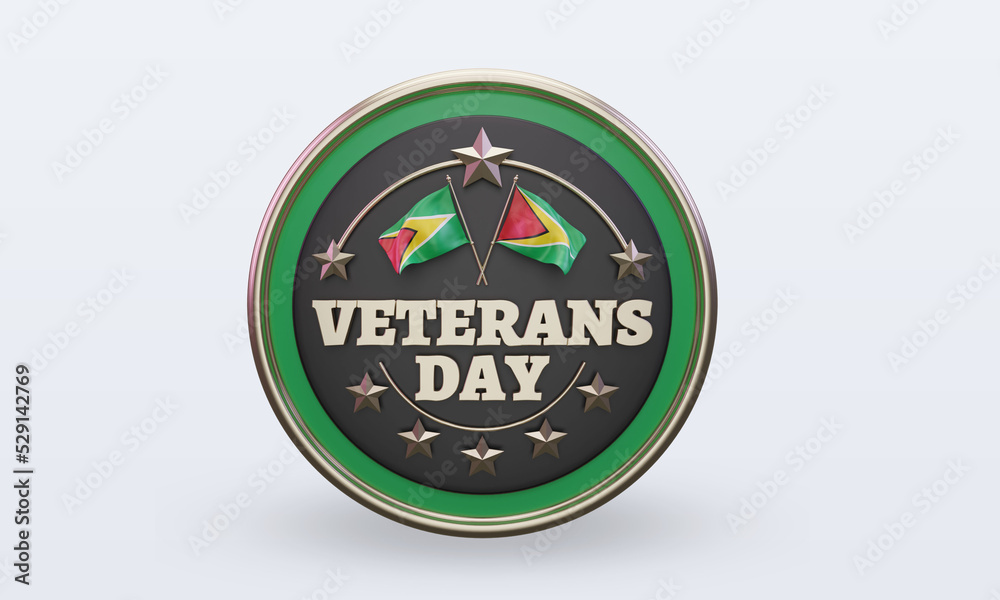 Obraz premium 3d Veterans day Guyana rendering front view