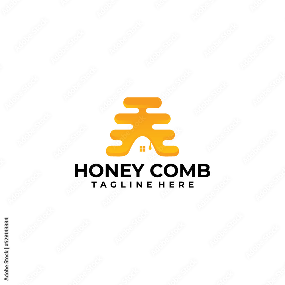 Obraz premium honey comb logo concept, honey home design template