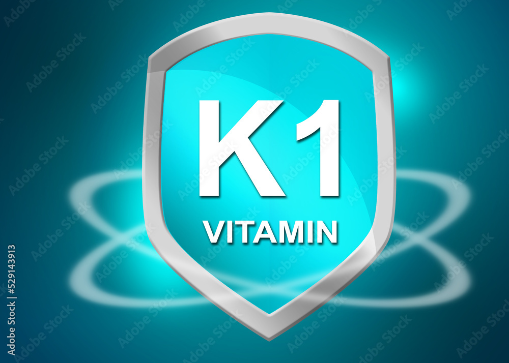 Vitamin K1 shield for health concept Vitamin K1 shield for health concept