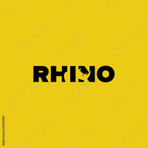 rhino logo wordmark typographi vector graphic