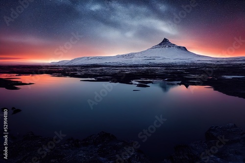 illustration of a beautiful night in iceland