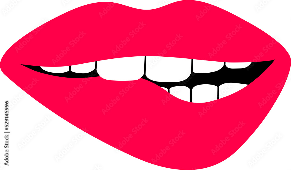 Open female human mouth lip biting with teeth in modern flat, line style, pop art. Hand drawn vector illustration of sexy lips, passion, interesting, open mouth. Fashion patch, badge, emblem.
Open female human mouth lip biting with teeth in modern flat, line style, pop art. Hand drawn vector illustration of sexy lips, passion, interesting, open mouth. Fashion patch, badge, emblem.