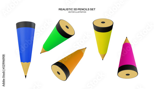 Realistic 3d pencils vector illustration