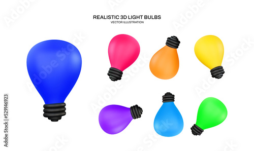 Realistic 3d light bulbs vector illustration