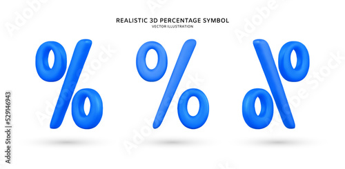 Realistic 3d percentage symbol vector illustration