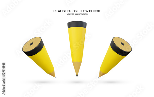 Realistic 3d pencil vector illustration