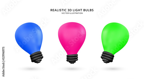 Realistic 3d light bulbs vector illustration