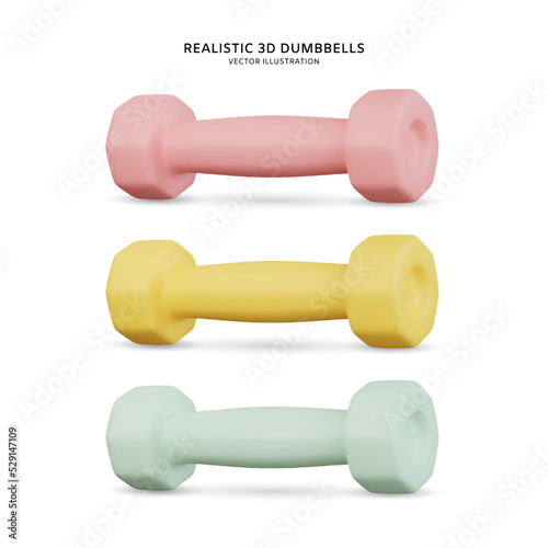 Realistic 3d dumbbells vector illustration