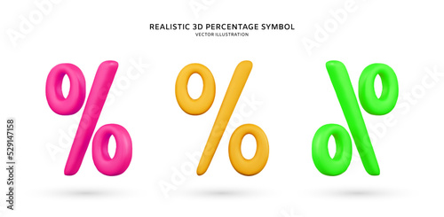 Realistic 3d percentage symbol vector illustration