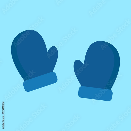 blue mittens on a blue background