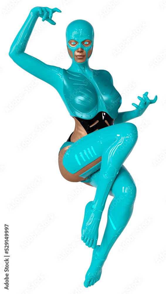 3D Rendering Female Robot on White 3D Rendering Female Robot on White