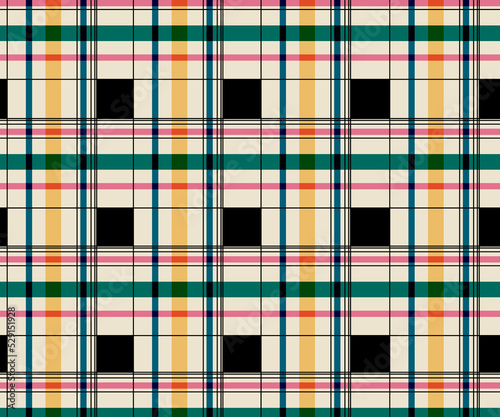 Stripe geometric multicolor plaid pattern background textile design, seamless tartan pattern