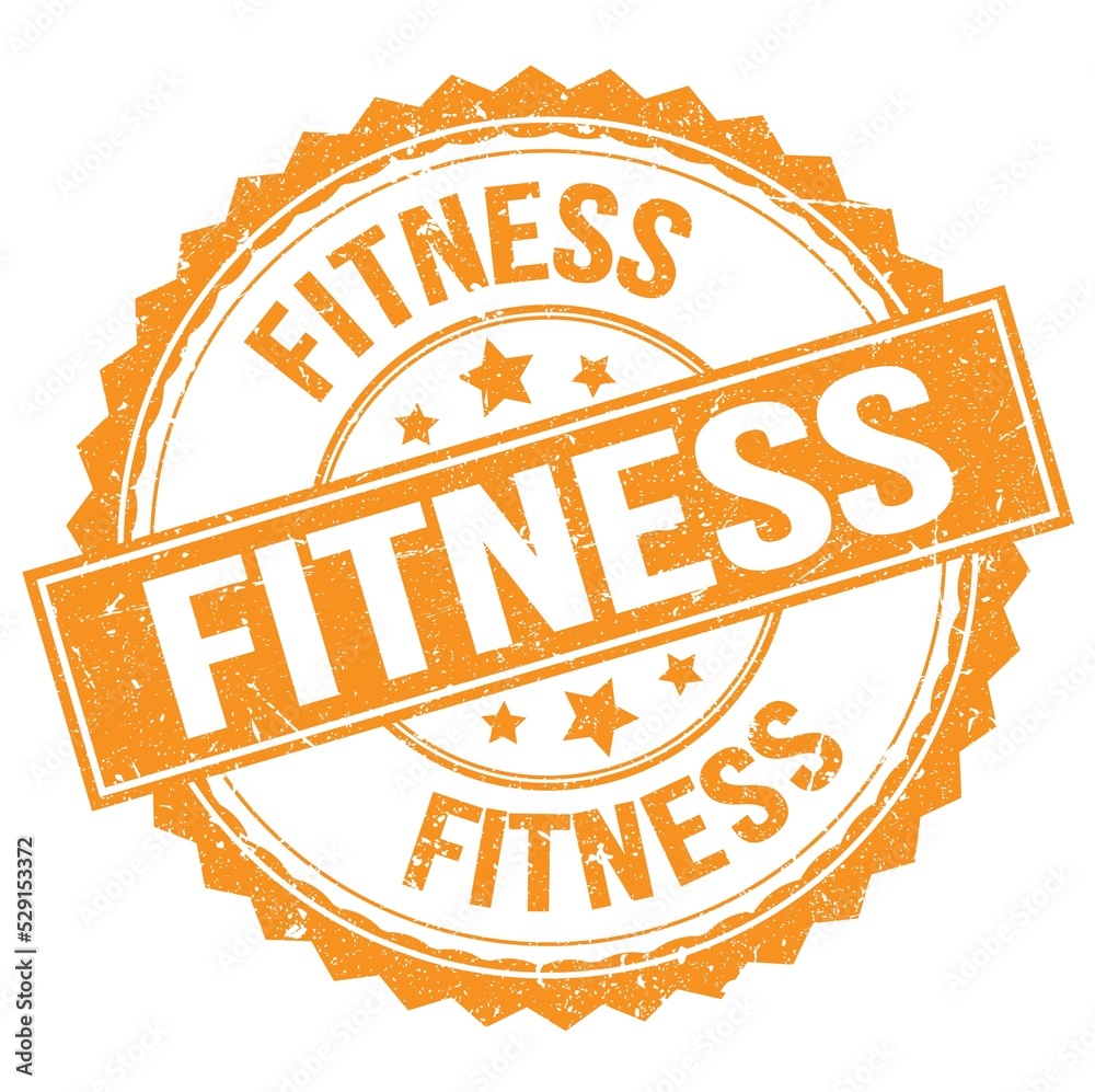 Obraz premium FITNESS text on orange round stamp sign
