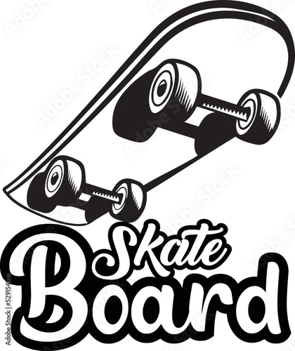 Skate Board Typography Vector T-shirt  photo