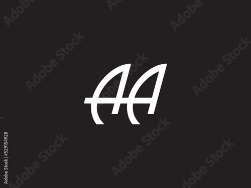 Abstract AA Logo Icon, Creative AA a a Logo Letter Vector Image Design With Black and White Color For You photo