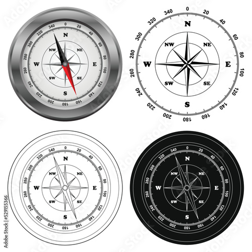 Layered editable vector illustration pattern of compass.