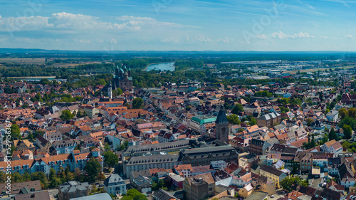 Fototapeta Naklejka Na Ścianę i Meble -  Aerial view of downtown of the city Speyer in Germany on a sunny day in summer.