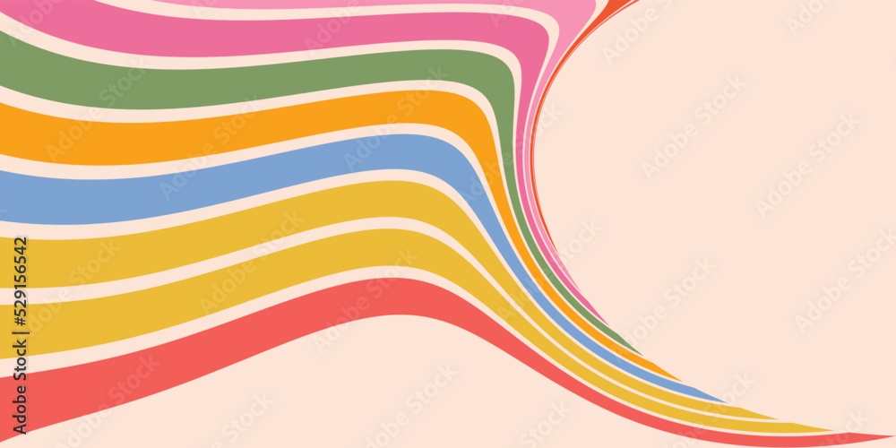 Fototapeta premium Retro Groovy Background. 70's Vibes Vector Design. Trendy Y2k Backdrop . Funky Retro Wallpaper.
