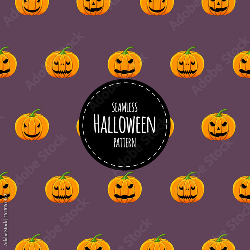 Halloween seamless pattern with pumpkins. Cartoon style. Vector illustration.