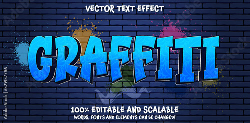 Graffiti vector text effect, editable spray city street art text style illustration
