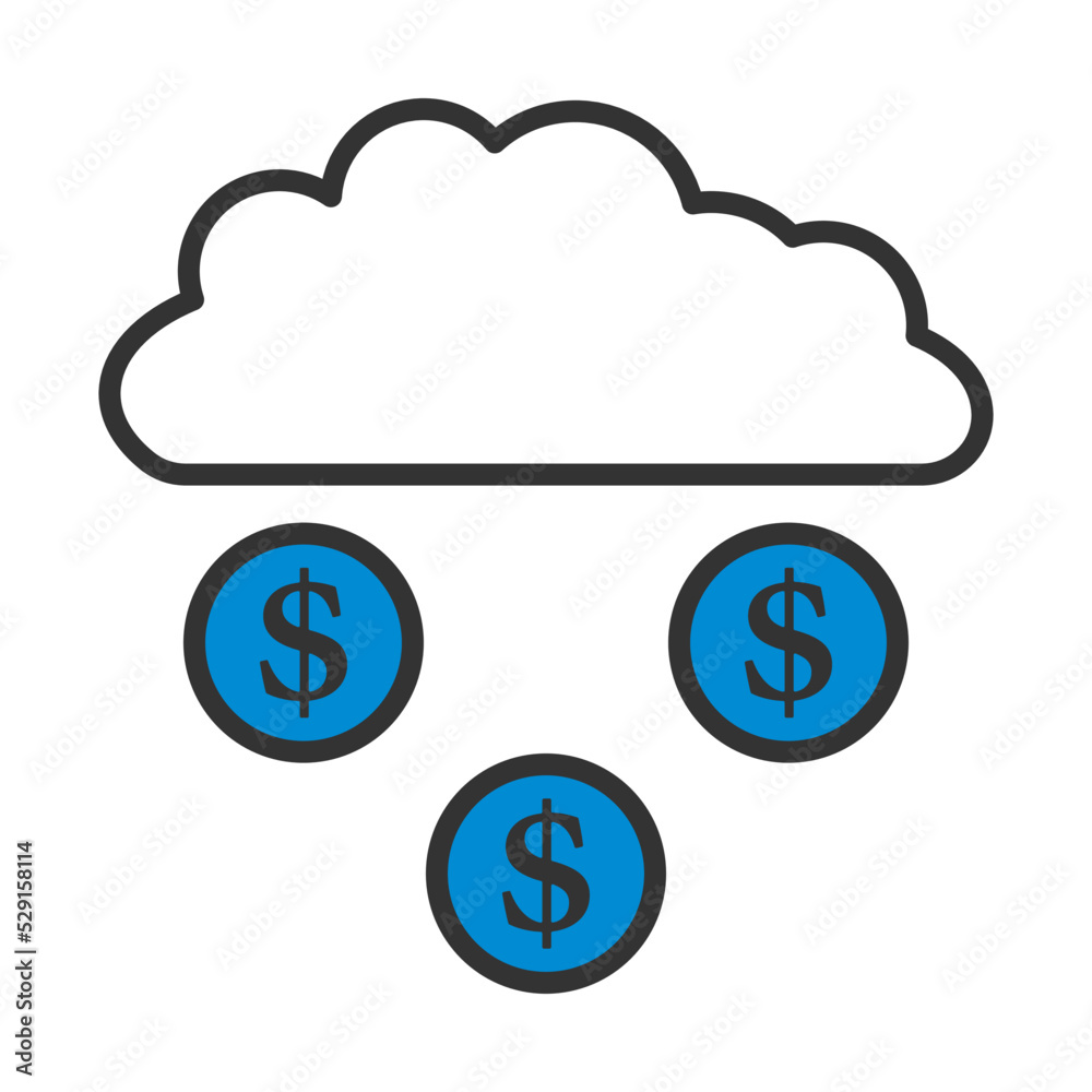 Coins Falling From Cloud Icon Coins Falling From Cloud Icon