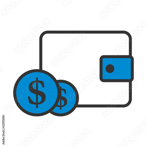 Two Golden Coins In Front Of Purse Icon