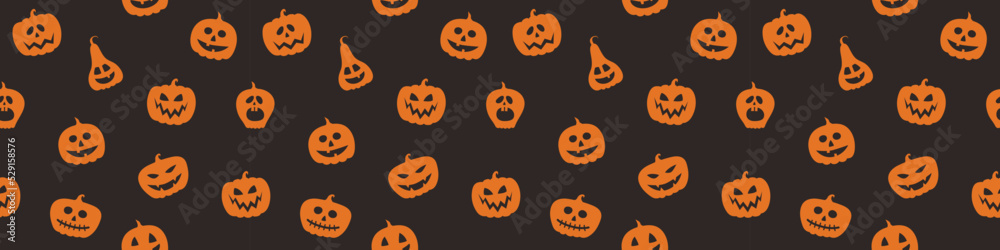 Creepy Halloween banner with pumpkins. Seamless pattern. Vector Creepy Halloween banner with pumpkins. Seamless pattern. Vector