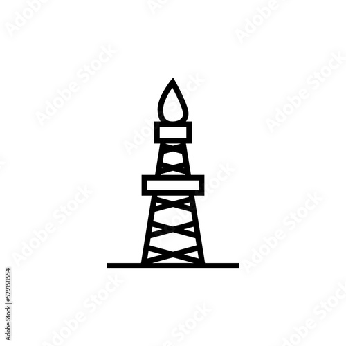 Oil Rig Gusher, Petroleum Derrick Tower icon isolated on white background © sljubisa