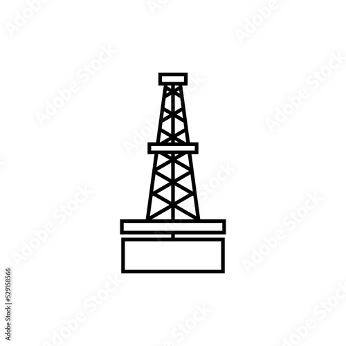 Oil Rig Gusher, Petroleum Derrick Tower icon isolated on white background