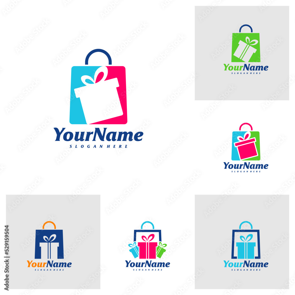 Gift Shop Logo Design Template. Shop Gift logo concept vector. Creative Icon Symbol