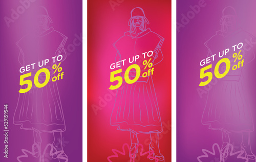 Sell banner template design with modern blurred gradient background, special discount up to 50%. Super Sale, end of season special offer banner. Vector illustration. vector editable