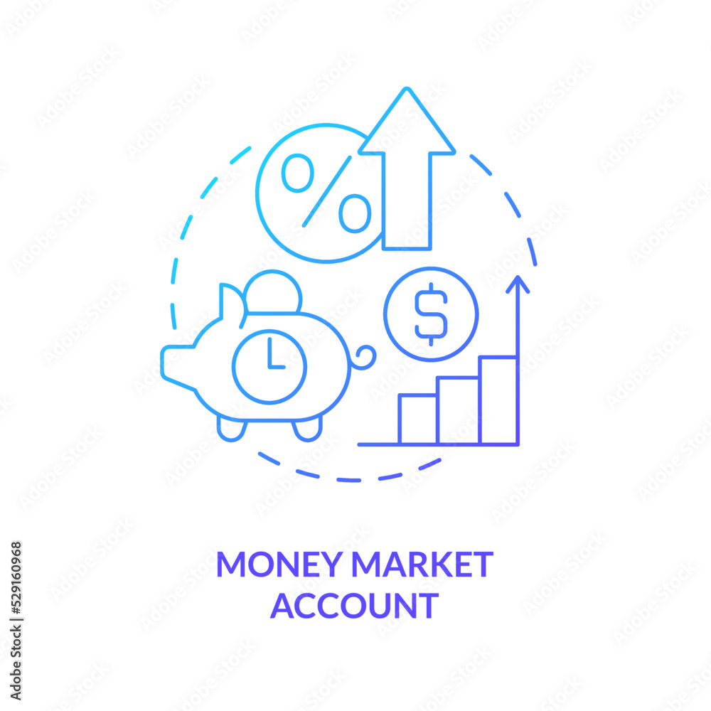Money market account blue gradient concept icon. High rates savings. Banking product offer