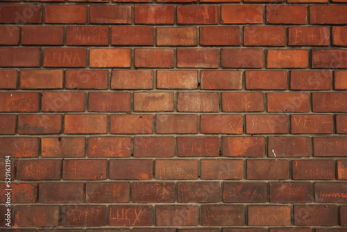 wall of red bricks