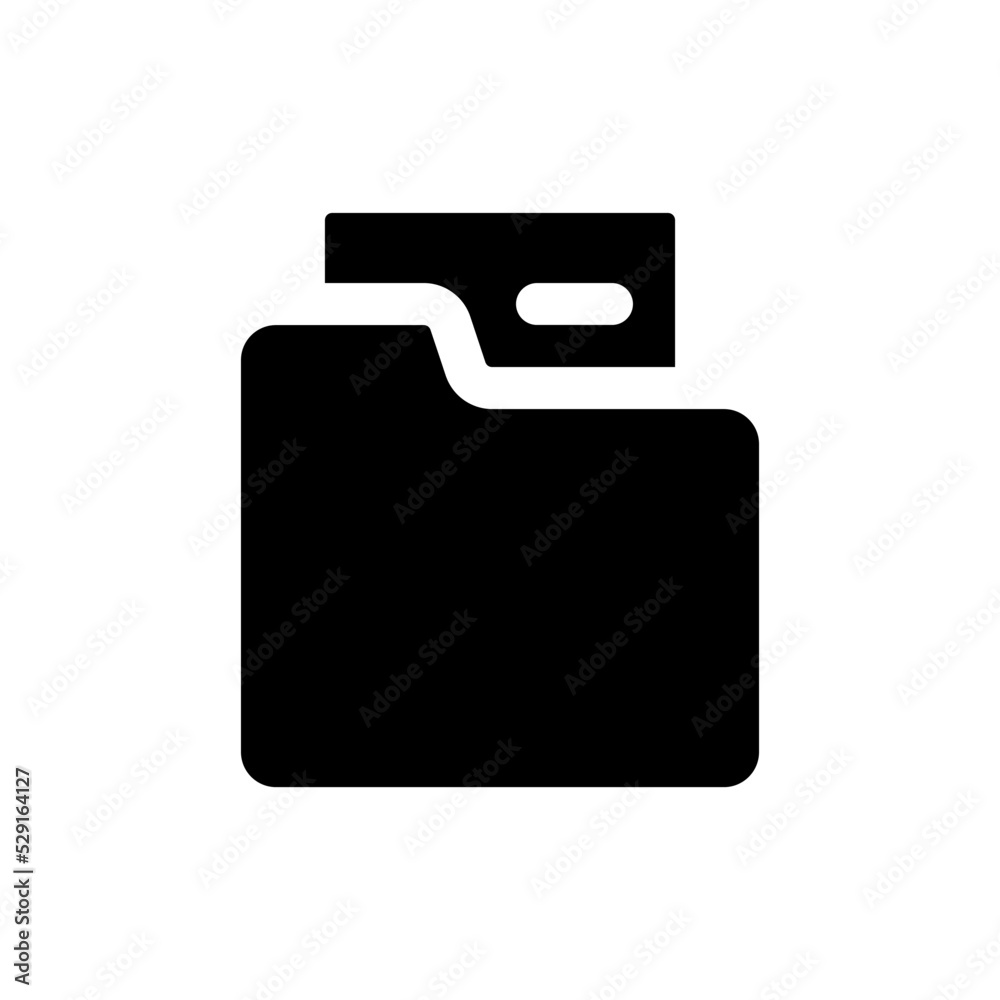 Folder black glyph ui icon. Stationery essential. Organize documents. User interface design. Silhouette symbol on white space. Solid pictogram for web, mobile. Isolated vector illustration Folder black glyph ui icon. Stationery essential. Organize documents. User interface design. Silhouette symbol on white space. Solid pictogram for web, mobile. Isolated vector illustration